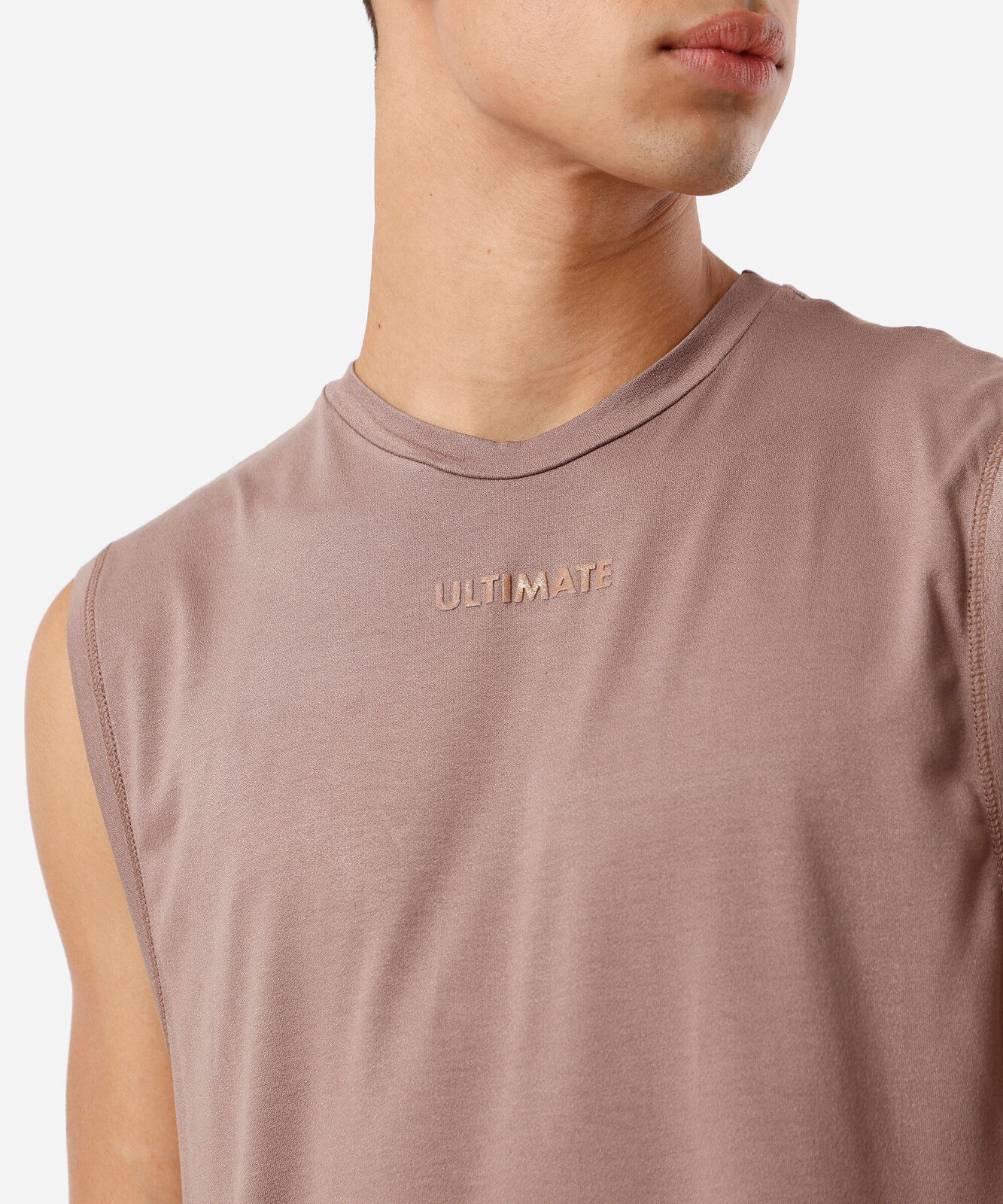 regata esportiva muscle masculina de viscose marrom