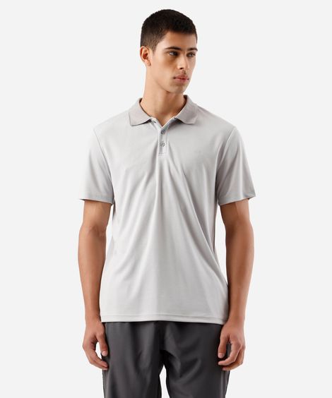 polo masculina cea sports texturizada cinza