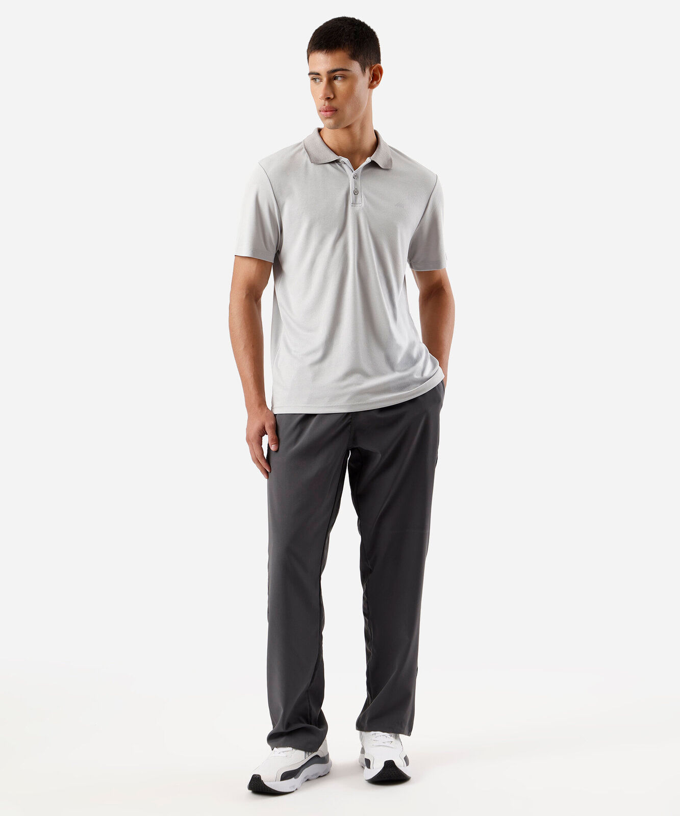 polo esportiva masculina texturizada cinza