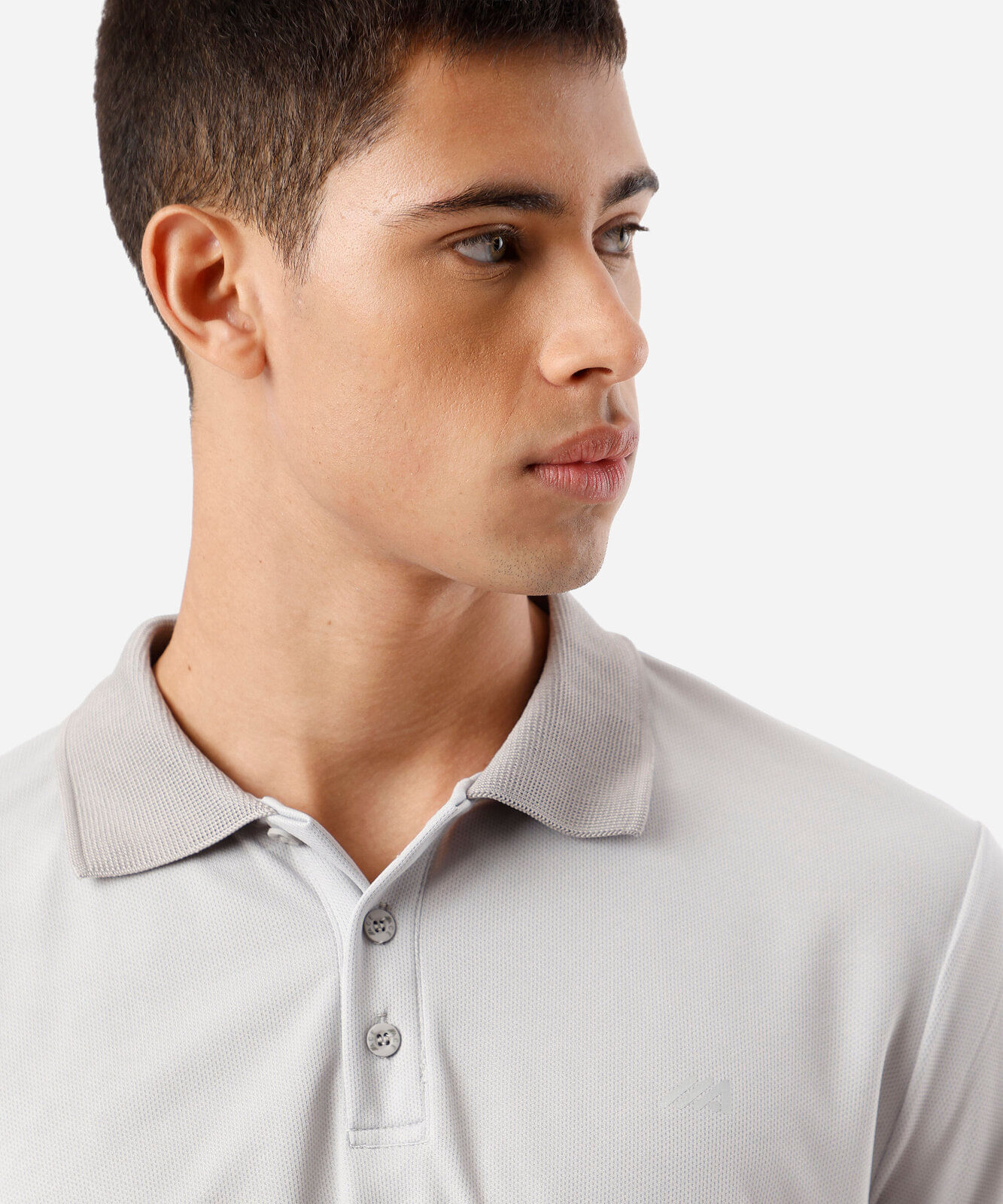 polo esportiva masculina texturizada cinza