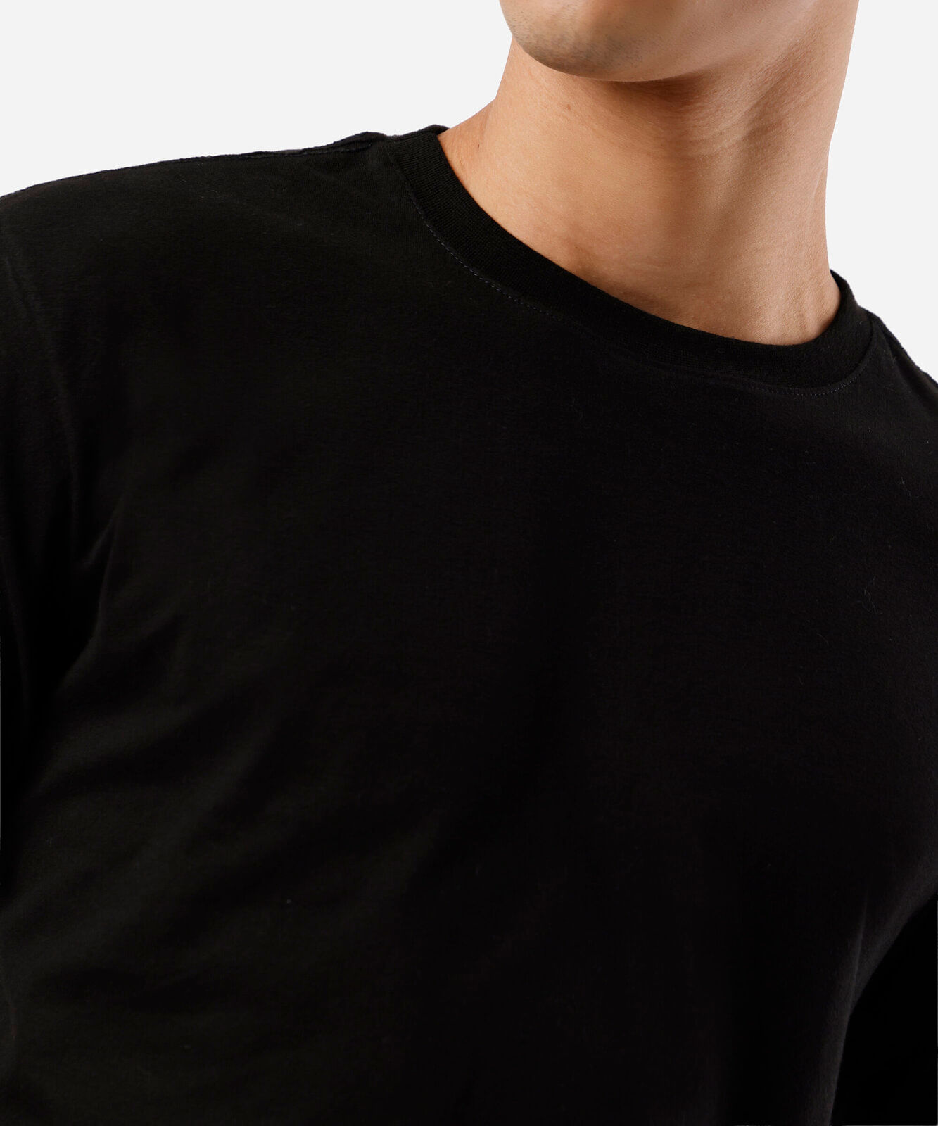 camiseta masculina de algodão manga longa preta