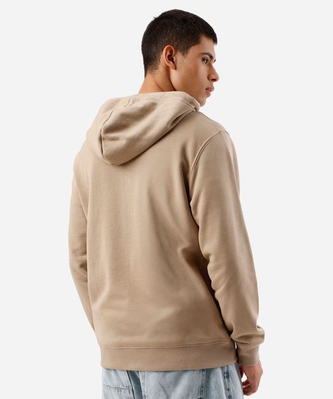blusão básico masculino de moletom com capuz bege