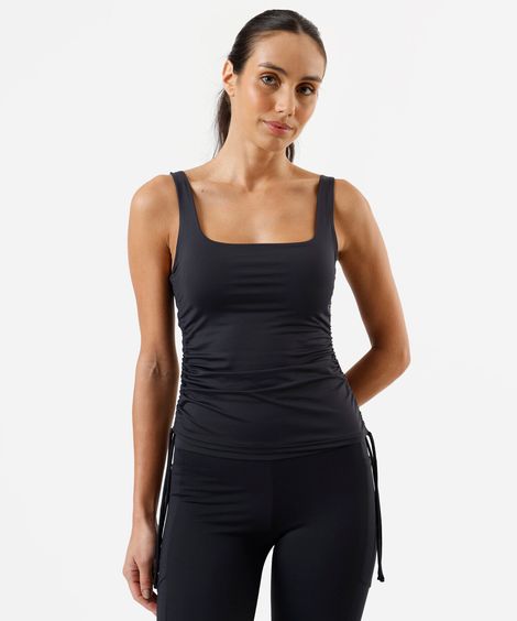 regata esportiva feminina com franzido preta