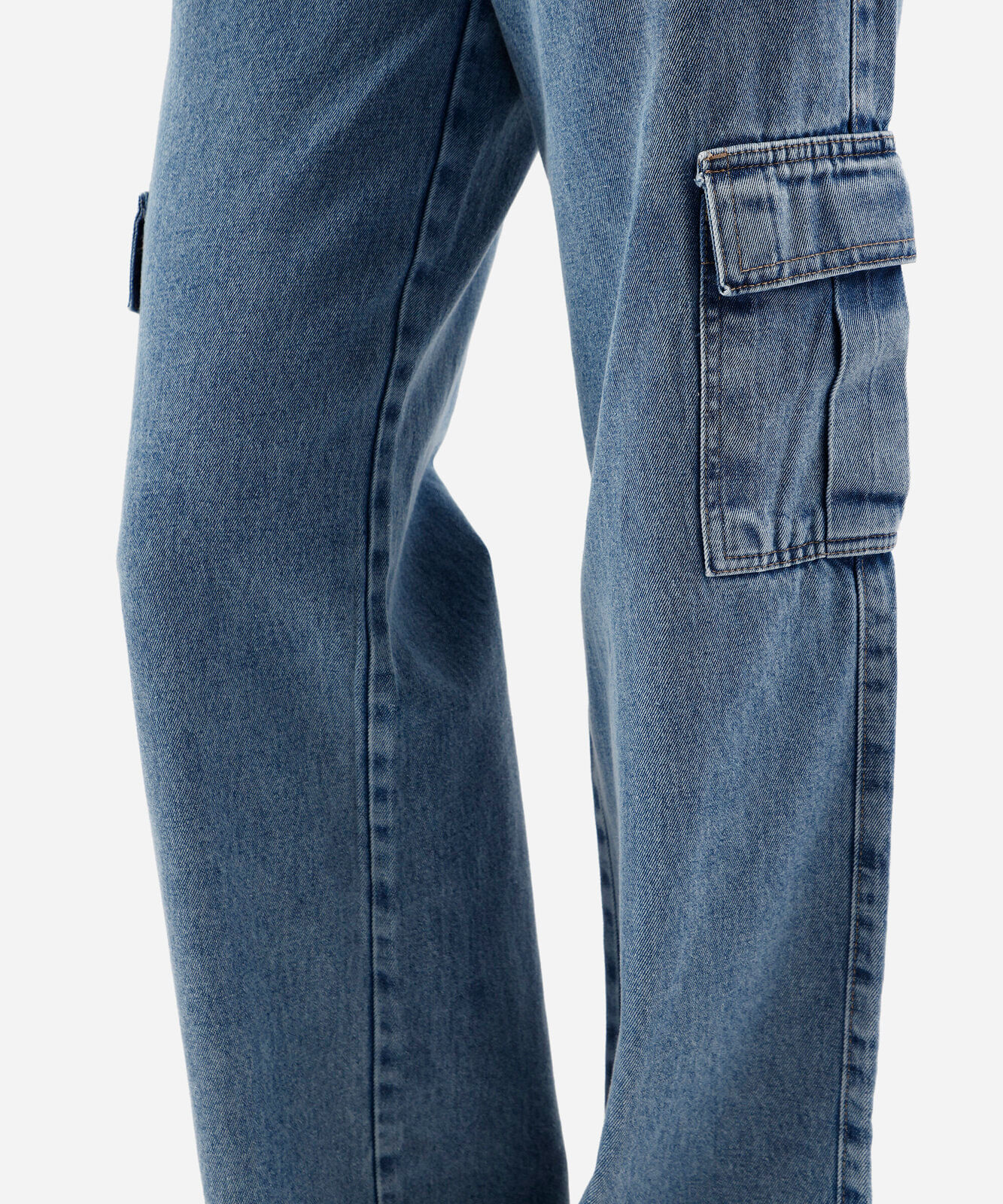 calça wide leg cargo feminina jeans sawary azul