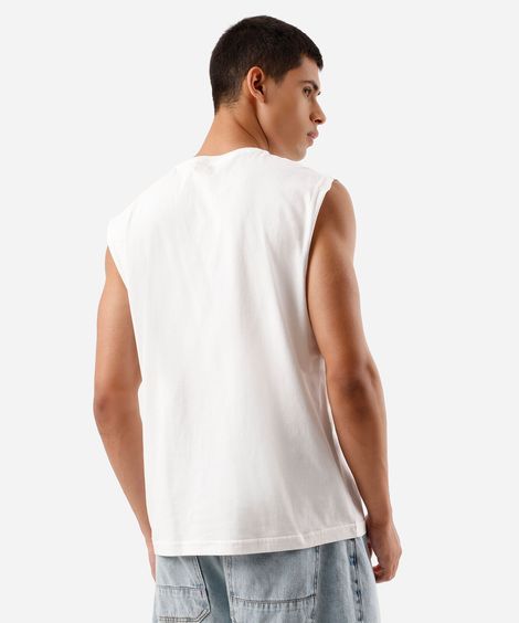 regata machão masculina de algodão estampada off white