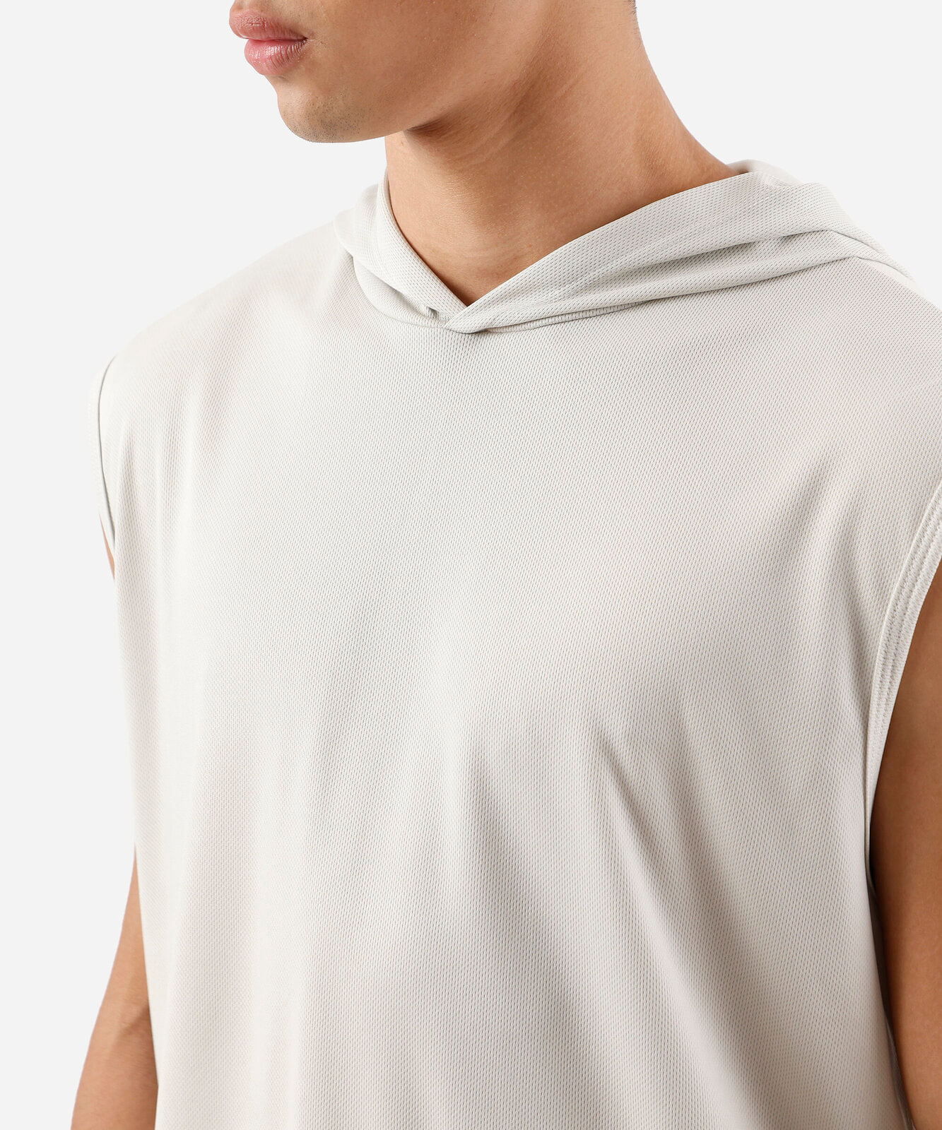 regata masculina com capuz cinza