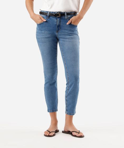 calça skinny feminina jeans cintura média azul