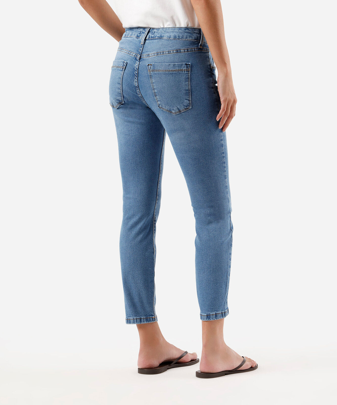 calça skinny feminina jeans cintura média azul