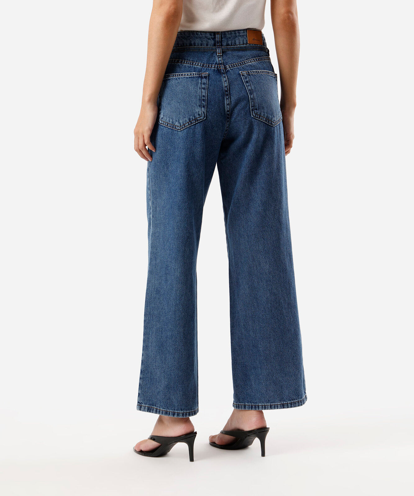 calça wide leg petit feminina jeans com cordão sawary azul