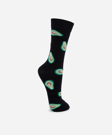 meia cano alto abacate preta