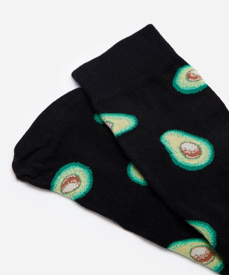 meia cano alto abacate preta