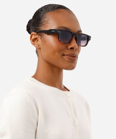 óculos de sol unissex quadrado de acetato triton preto