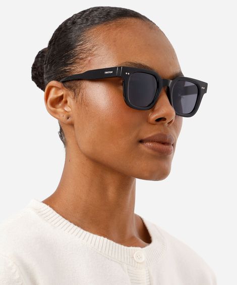 óculos de sol feminino quadrado de acetato triton preto