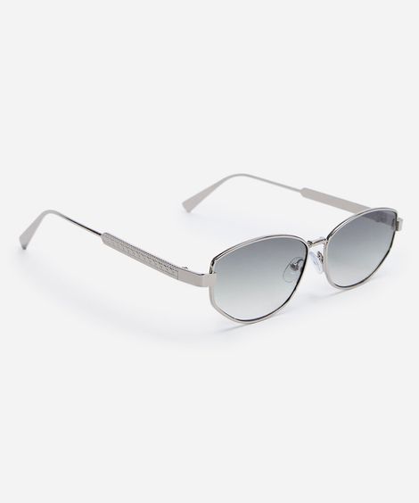 óculos de sol feminino oval de metal triton prata
