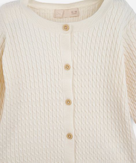 conjunto longo infantil de tricot texturizado off white