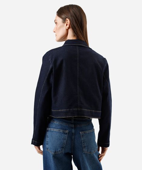 jaqueta cropped feminina jeans azul