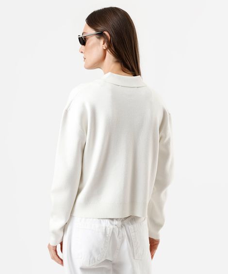 cardigan feminino de tricot com bolsos off white