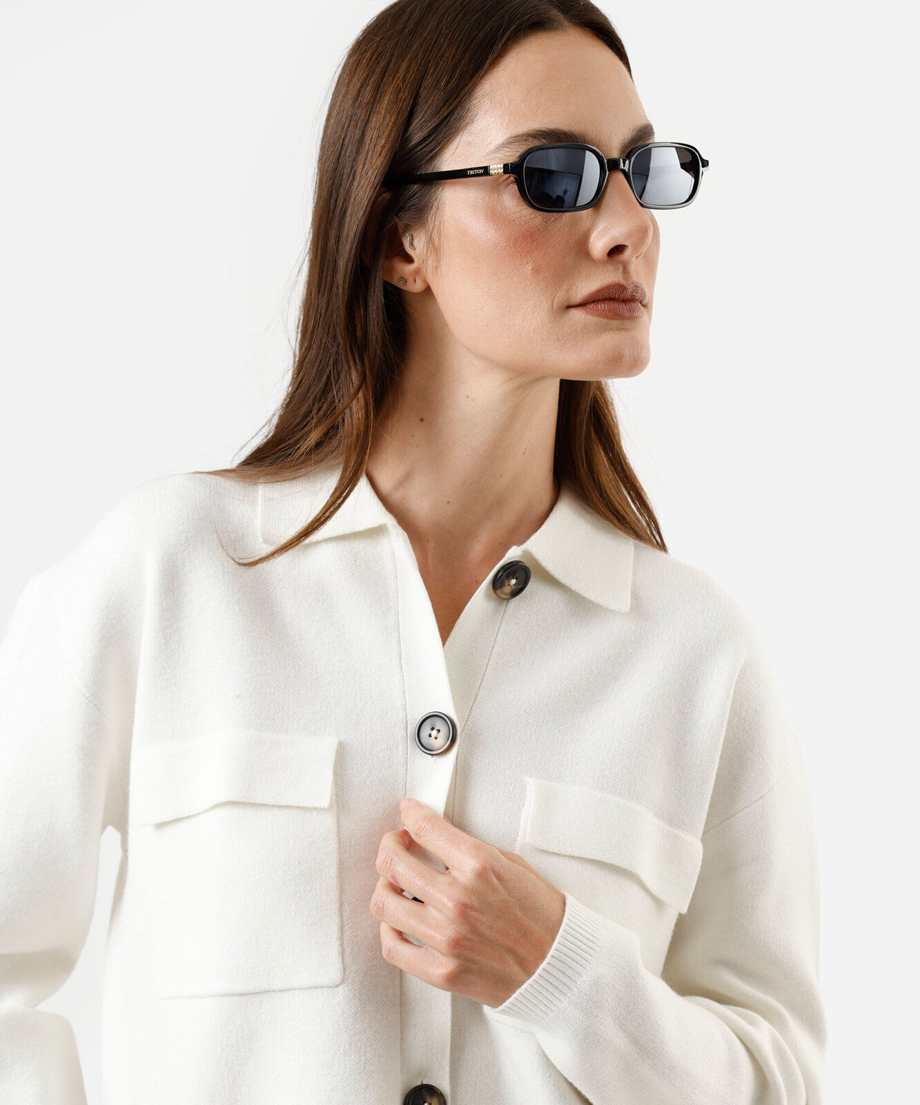 cardigan feminino de tricot com bolsos off white