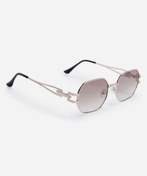 óculos de sol unissex quadrado de metal triton dourado