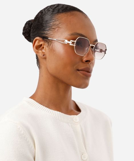 óculos de sol unissex quadrado de metal triton dourado