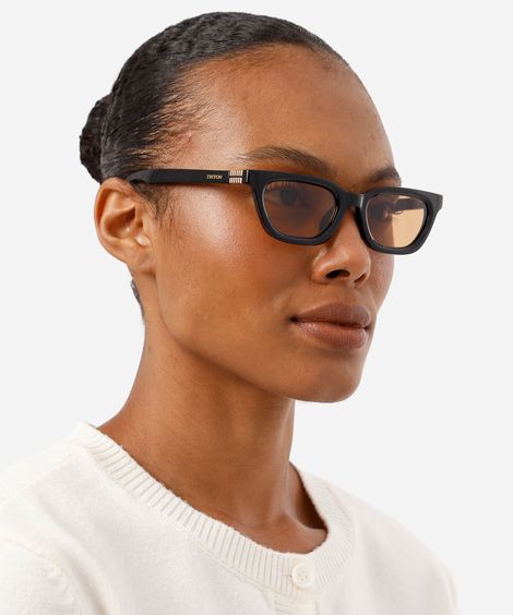 óculos de sol feminino quadrado de acetato triton preto