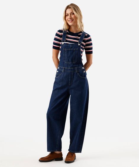 jardineira feminina jeans azul