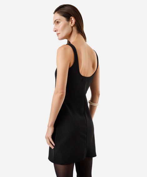 vestido curto feminino decote quadrado preto