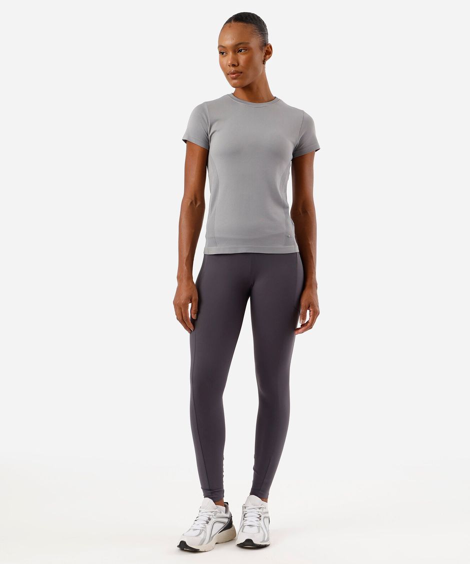 calça legging esportivacom bolso cinza
