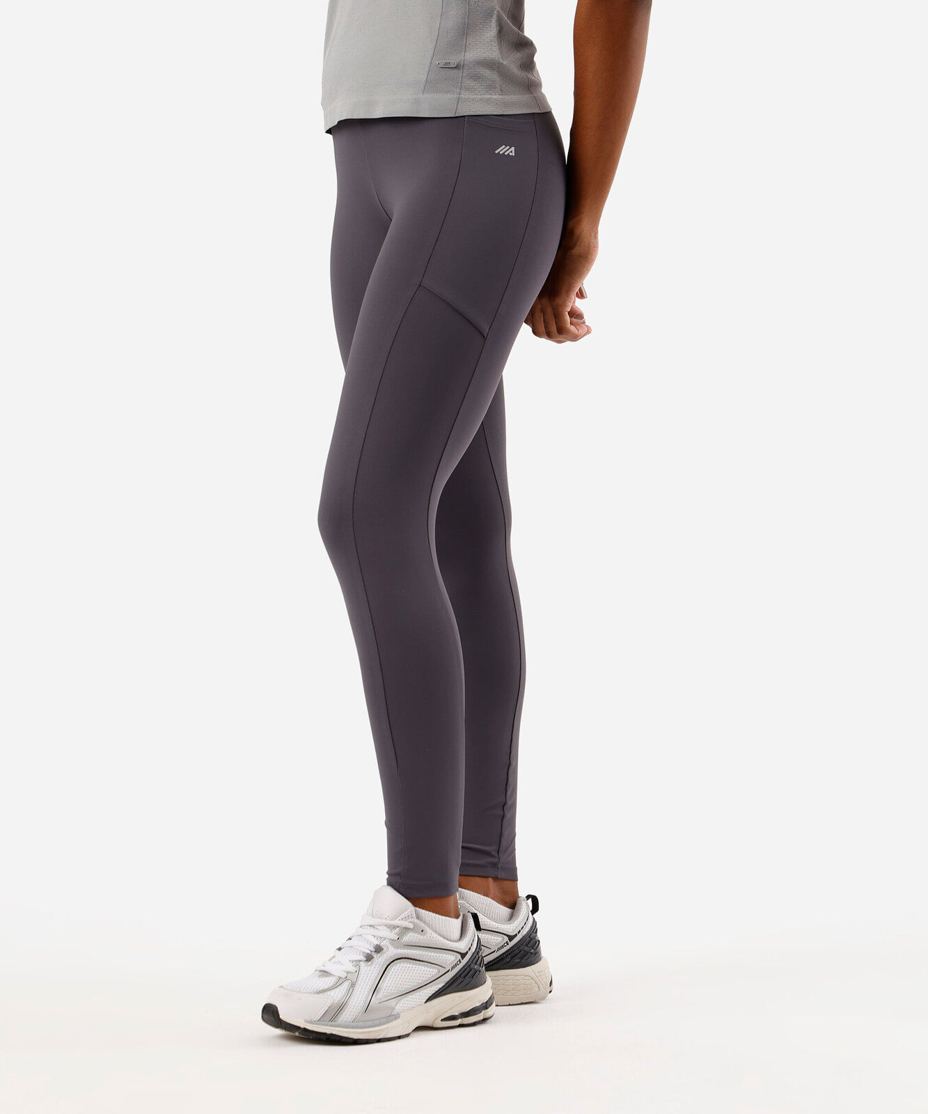 calça legging esportivacom bolso cinza