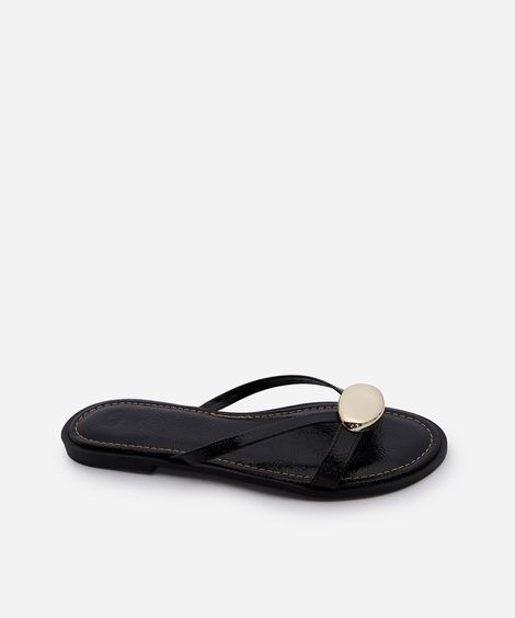 rasteirinha tira fina texturizada preta