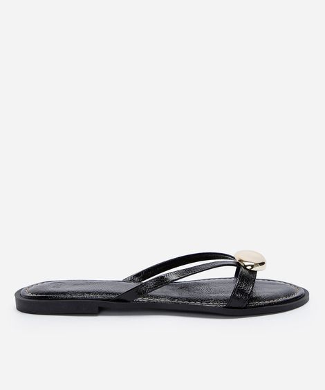 rasteirinha tira fina texturizada preta