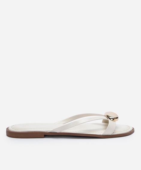 rasteirinha tira fina texturizada off white