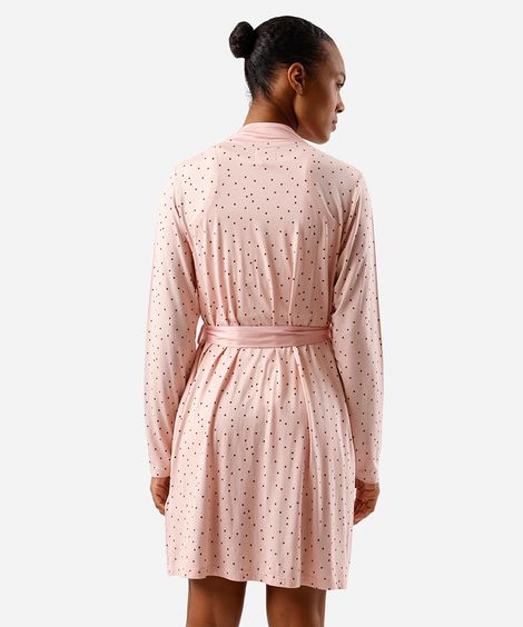 roupão feminino de viscose poá rosa