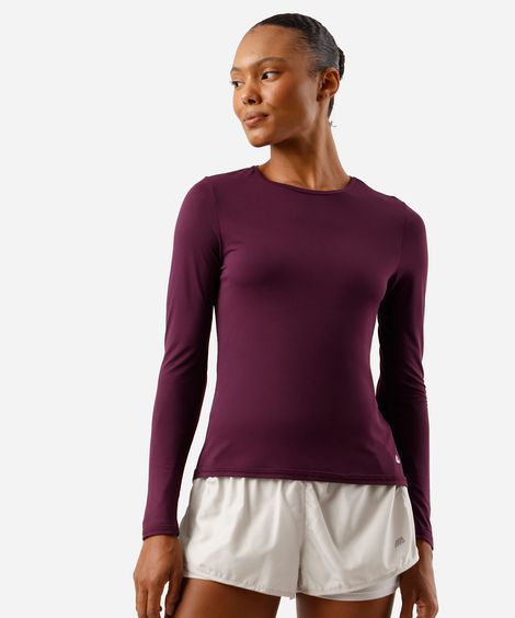 blusa feminina esportiva de poliamida manga longa roxa