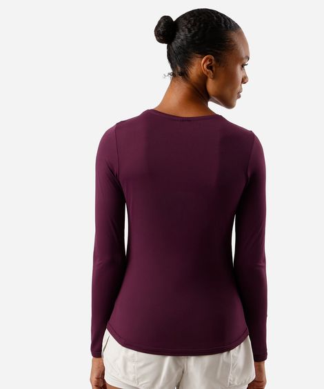 blusa feminina esportiva de poliamida manga longa roxa