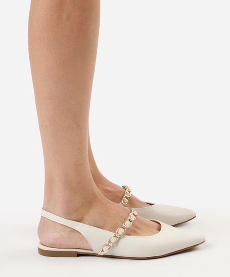 sapatilha bico fino com corrente oneself off white