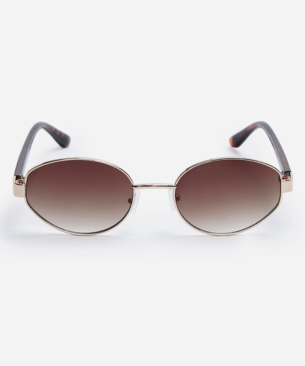 óculos de sol unissex oval de metal triton dourado