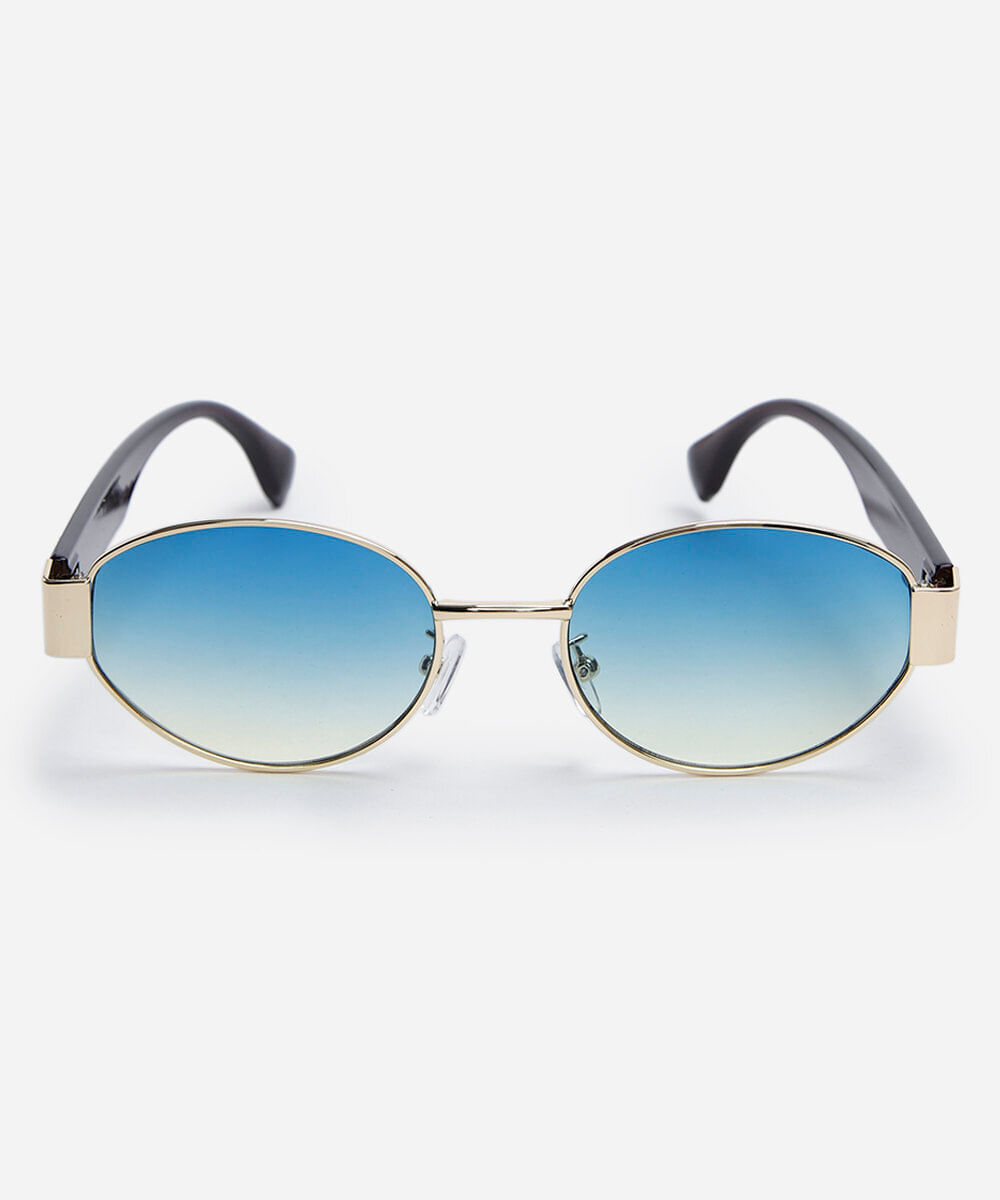 óculos de sol feminino oval de metal triton dourado
