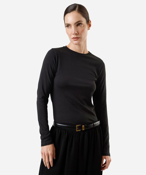 blusa feminina de algodão manga longa preta