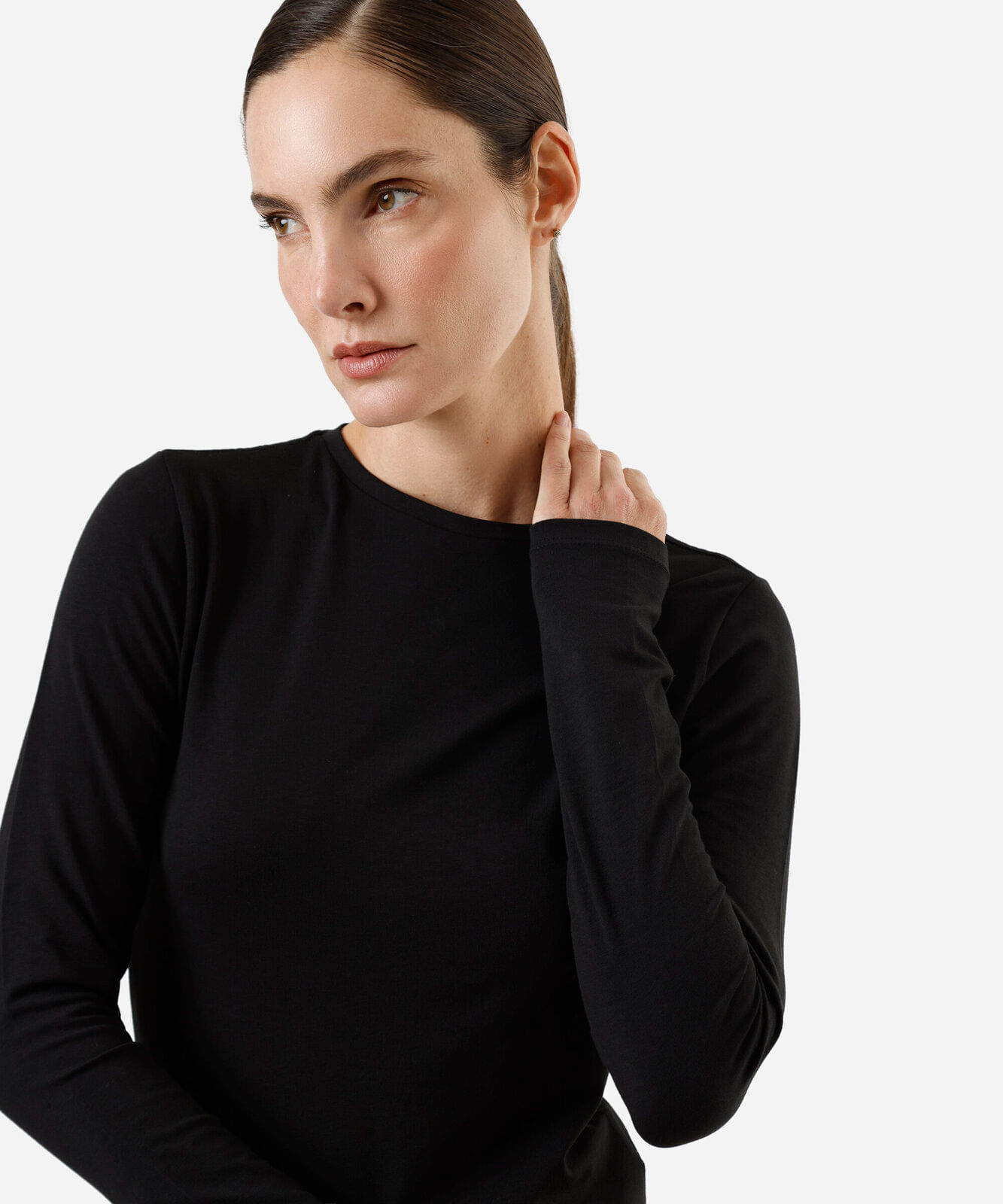 blusa feminina de algodão manga longa preta