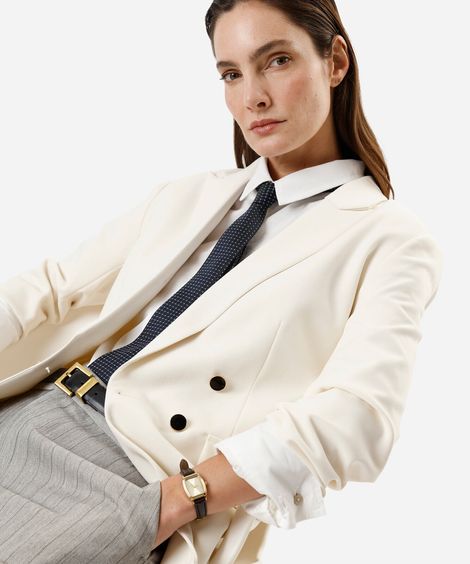 blazer de alfaiataria feminino botões dourados bege