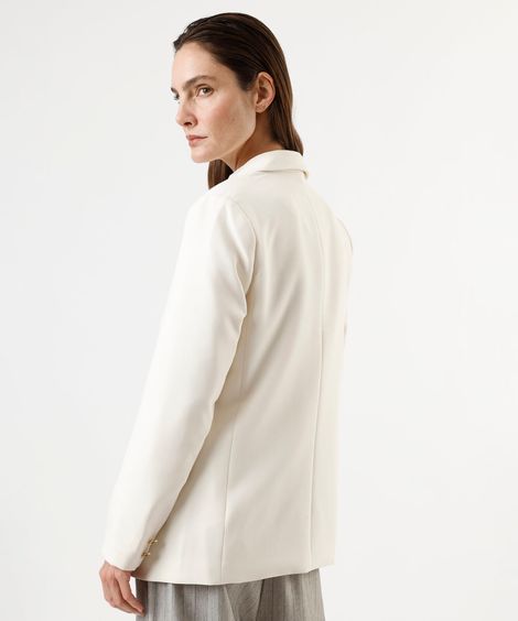 blazer de alfaiataria feminino botões dourados bege