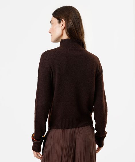 suéter feminino de tricot gola alta marrom