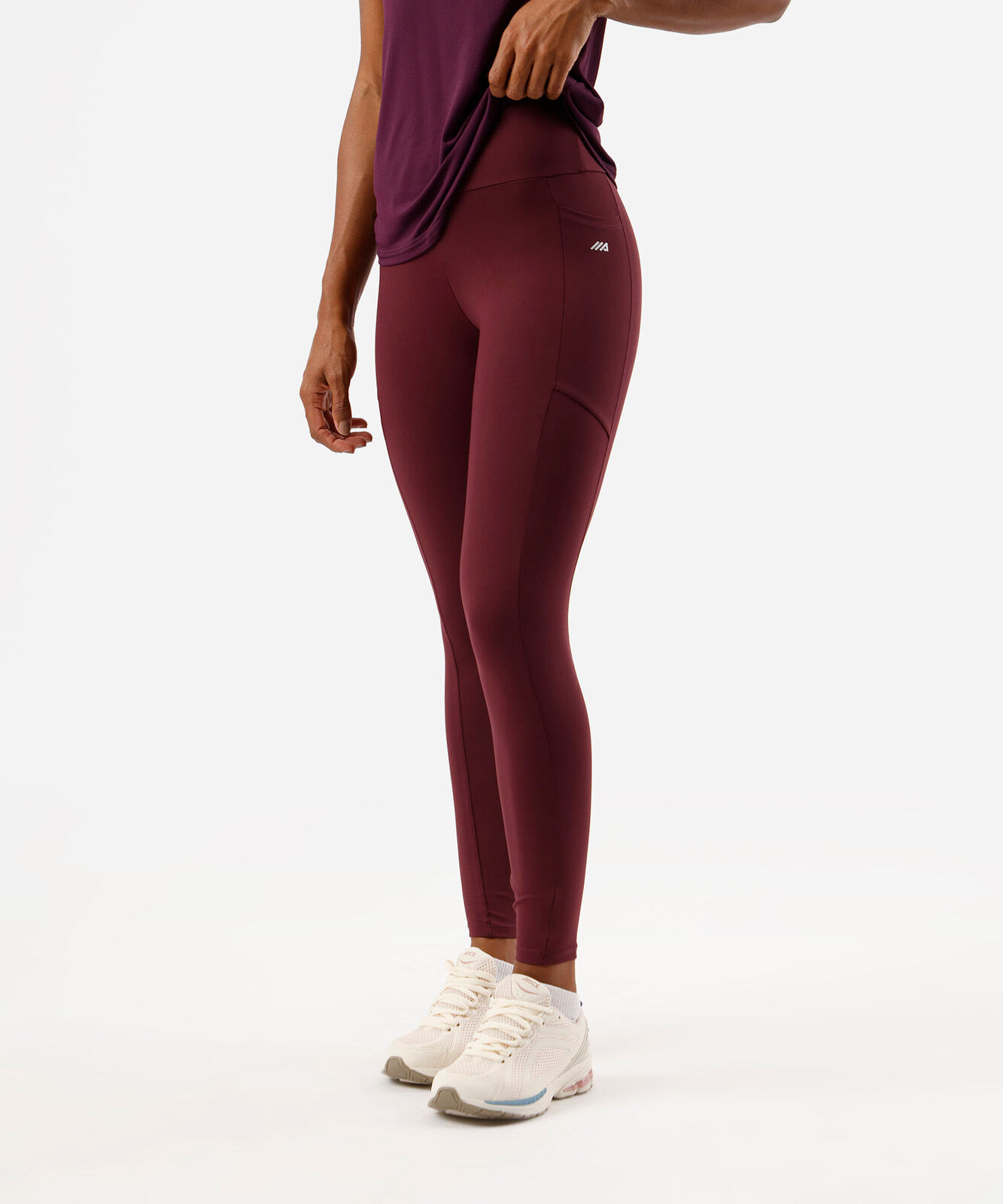 calça legging esportivacom bolso vinho
