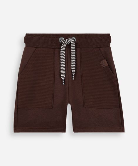short de moletom infantil com cordão marrom