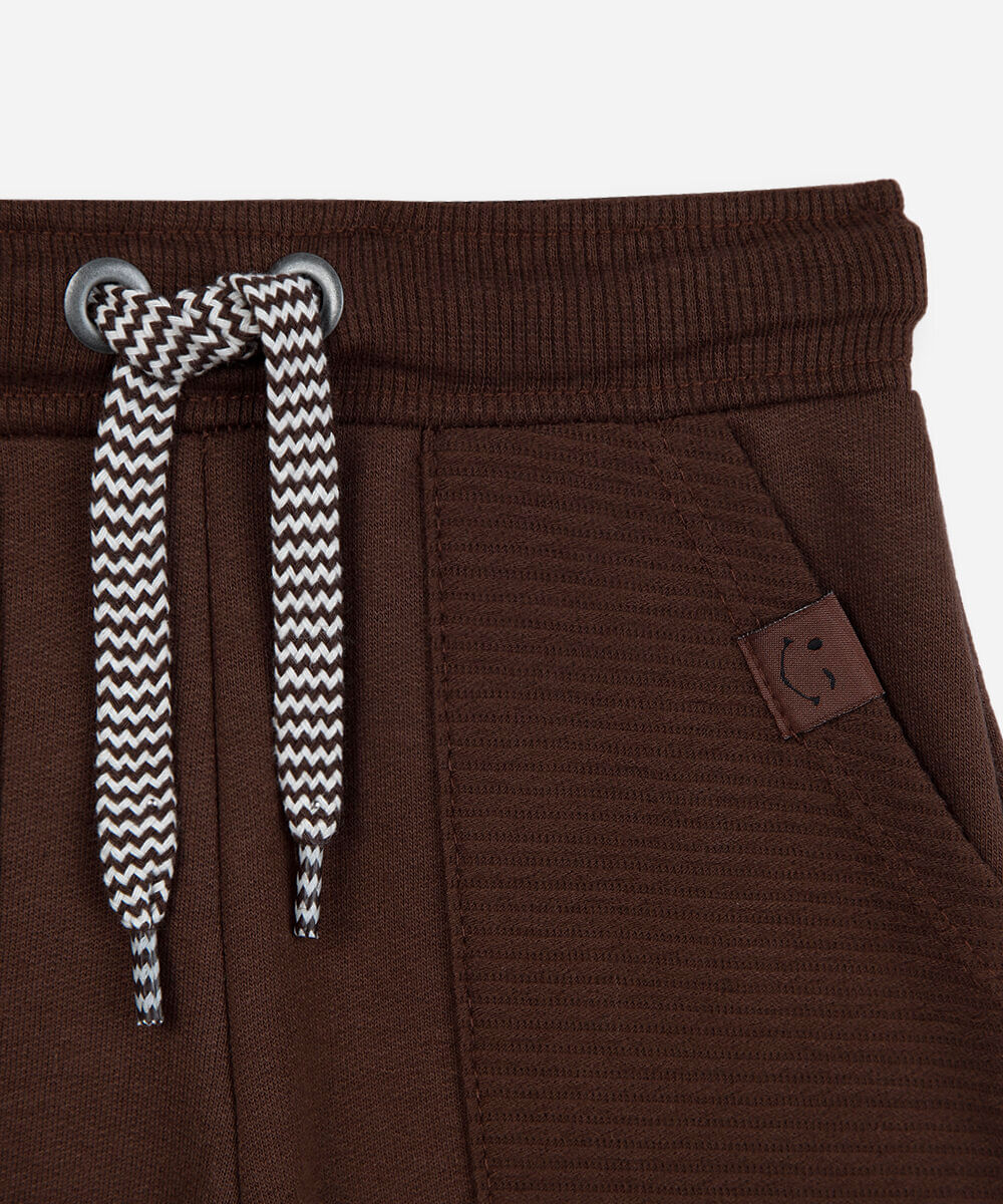 short de moletom infantil com cordão marrom