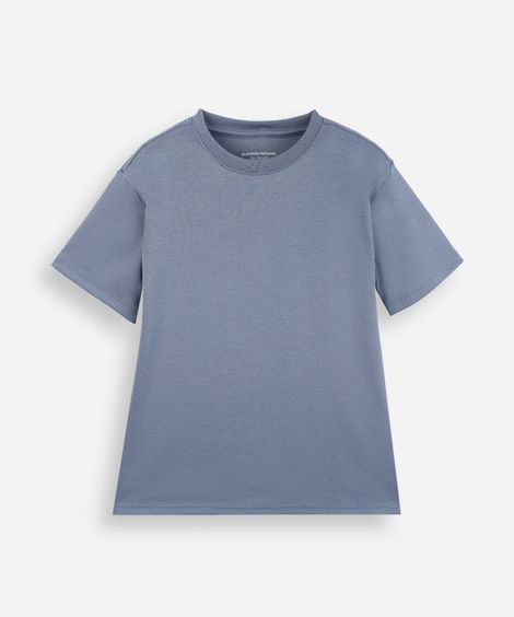 camiseta infantil de algodão peruano azul
