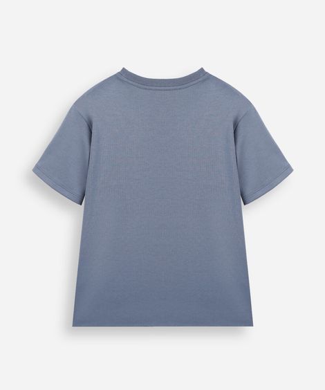 camiseta infantil de algodão peruano azul