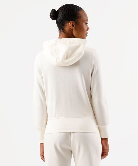 jaqueta feminina de moletom esportiva com capuz off white