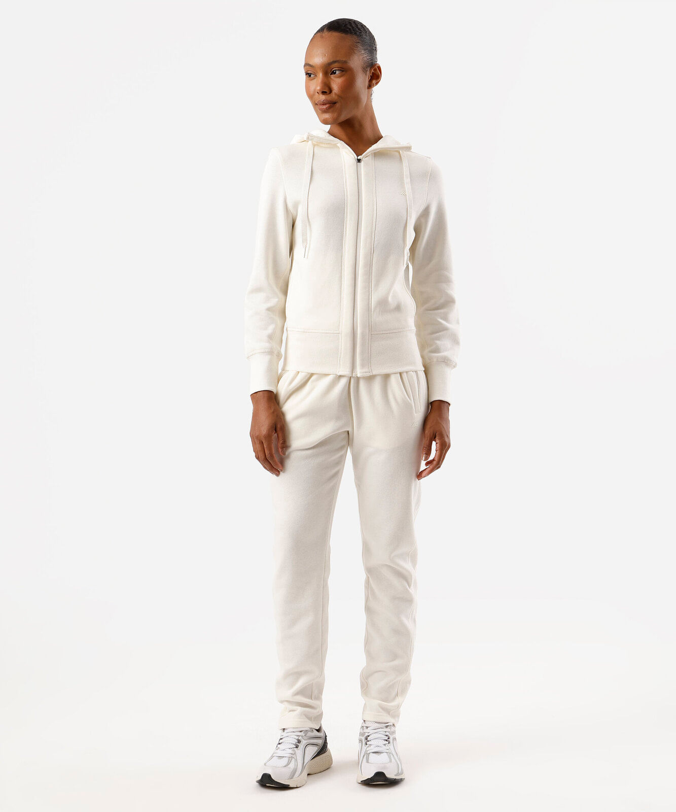 jaqueta feminina de moletom esportiva com capuz off white
